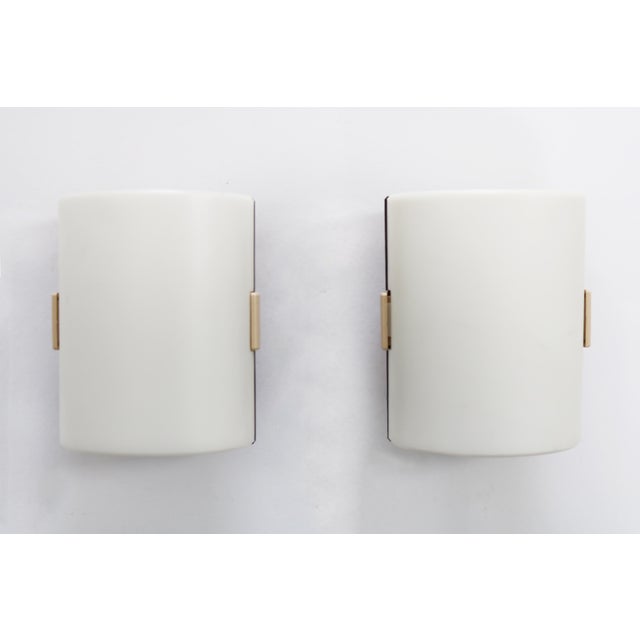 Allibert Wall Lights 2 Space Age Wall Lights Set of 2 Made in France Color: matte white / transparent brown / cream...