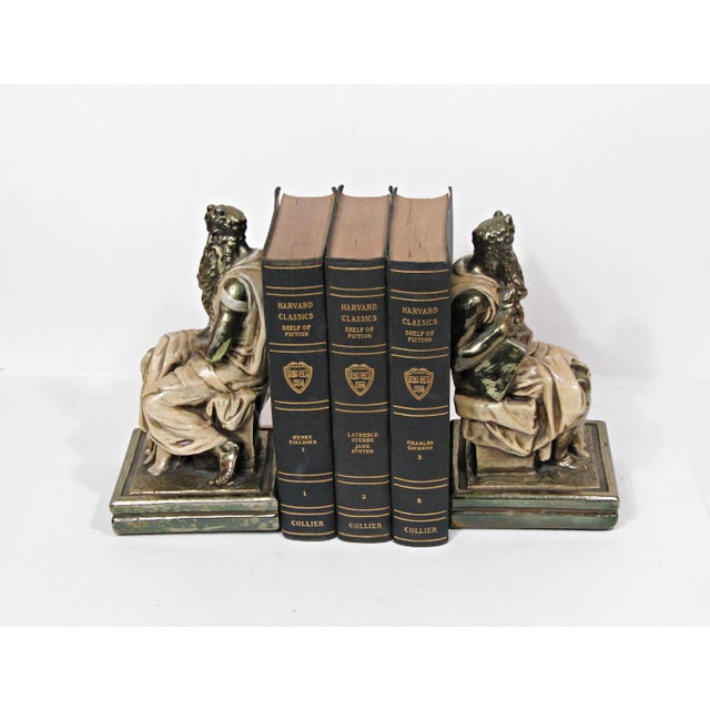 Sculpture Materials Vintage Marion Bronze Moses Bookends After Michelangelo For Sale - Image 7 of 11