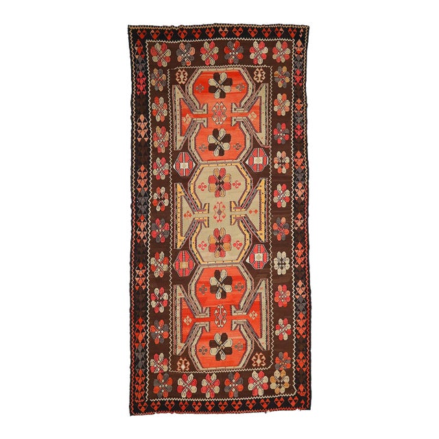 Mid 20th Century Vintage Decorative Large Turkish Kilim Rug For Sale