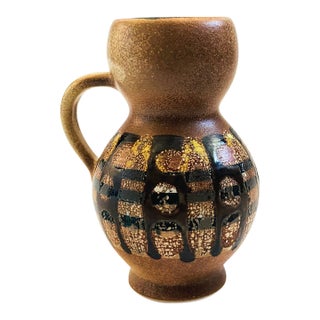 Mid Century Lapid Israel Pottery Vase With Handle, Signed by Batia For Sale