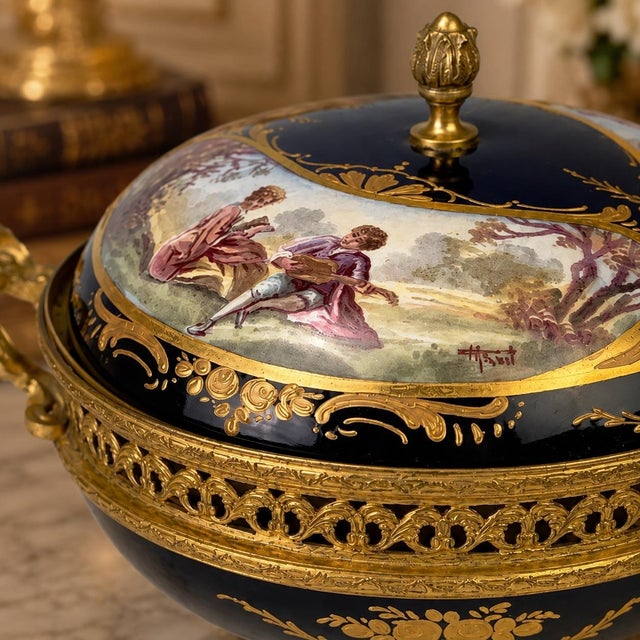 Early 20c French Sevres Louis XVI Blue Porcelain Bowl For Sale - Image 16 of 17
