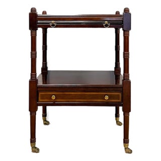 Vintage Mahogany Traditional Side Table Pullout Tray Regency Style Accent For Sale