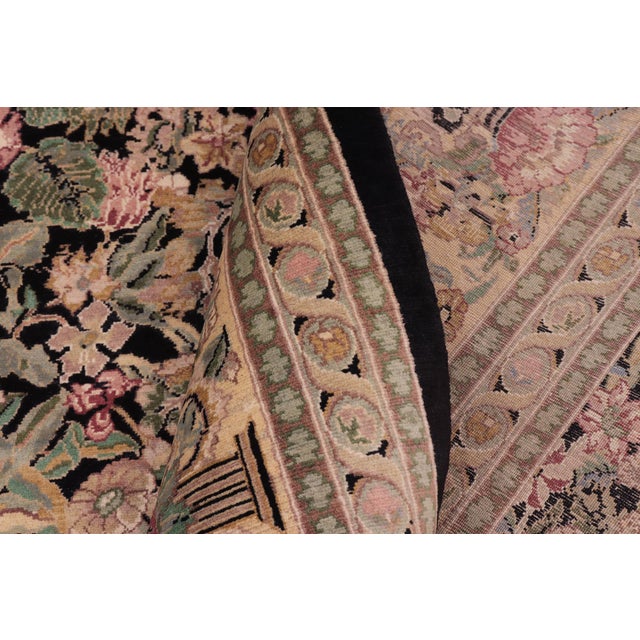 Black 1990s Shabby Chic Botanical Inkalab Pak-Persian Black/ Tan Wool Rug - 10' X 14'3" For Sale - Image 8 of 10