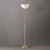 Mid-Century Modern Minimalist Luna Torchiere Floor Lamp 70" H - Mid-Century Modern, White Gold Shade, Weathered Brass, Dimmable, Bulb Included For Sale - Image 3 of 7