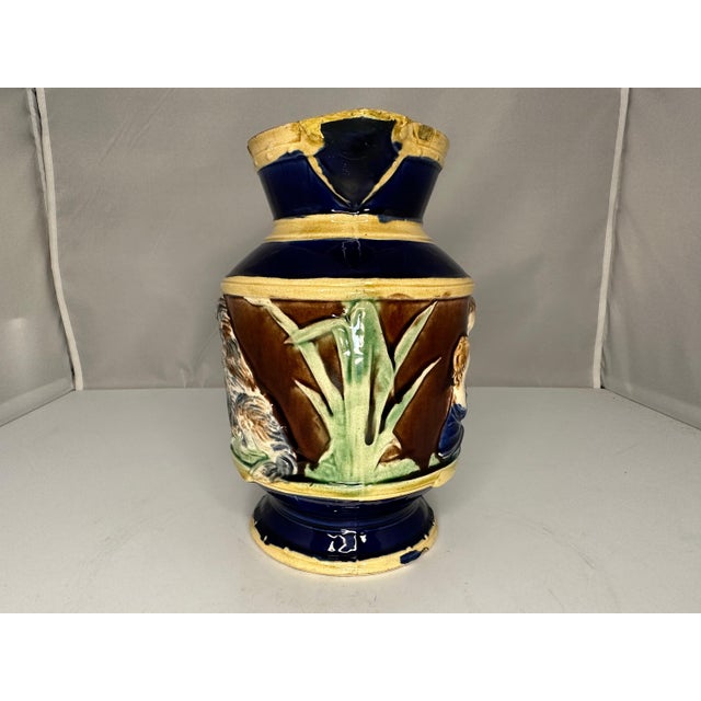 19th Century 19th Century Thomas Forester Majolica Pitcher: "Say Please" Child & Dog, c. 1865-1880 For Sale - Image 5 of 10