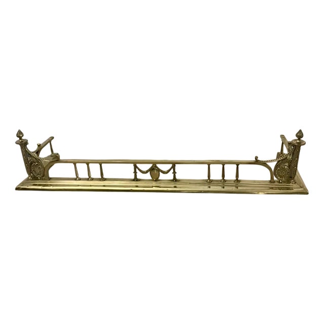 Antique Victorian Ornate Brass Fender, 1860s For Sale