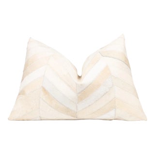 Canvello Genuine Cowhide Leather Decorative Throw Pillow With Feather Down Insert For Sale