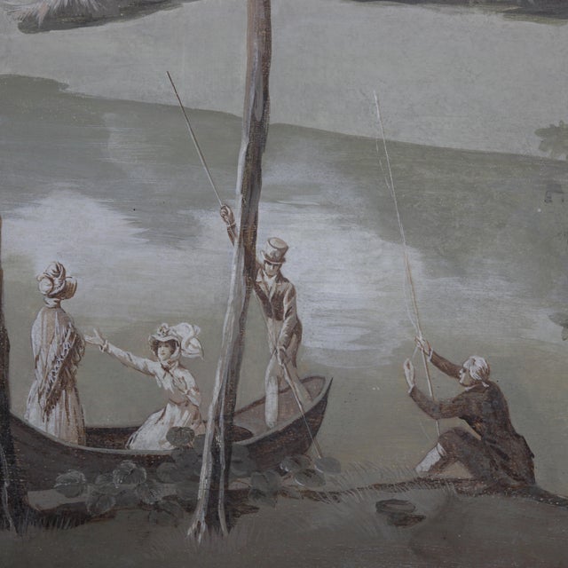 Large Neoclassical Style Landscape Painting – Pastoral Scene With Figures and Estate For Sale - Image 4 of 12