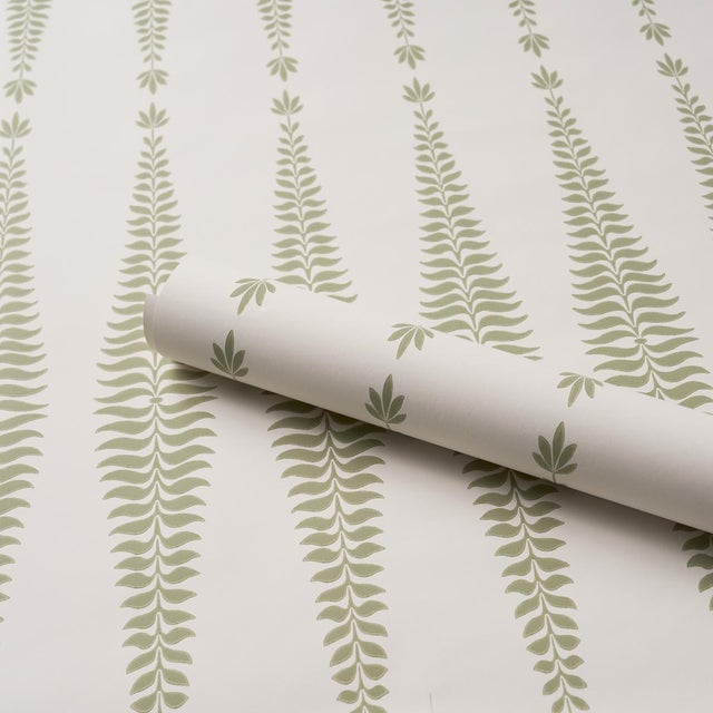 Schumacher Schumacher Fern Tree Wallcovering In Sage For Sale - Image 4 of 6