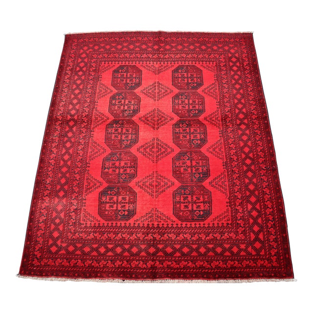 Hand Knotted Vintage Ersari Tribal Rug For Sale