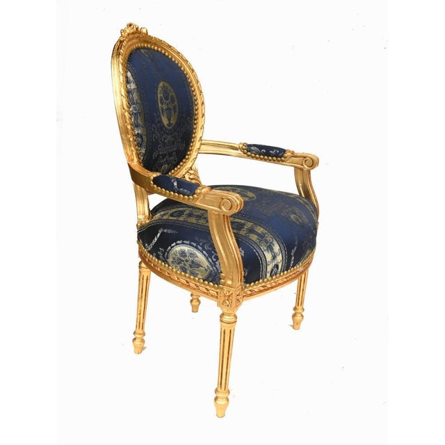 French Louis XVI I Gilt Armchairs, Set of 2 For Sale - Image 3 of 9
