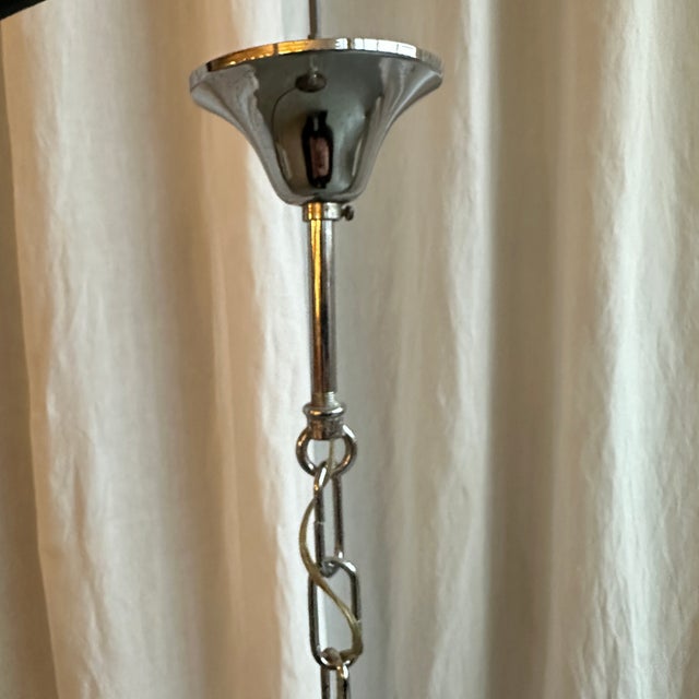 Space Age Italian Sphere Murano Glass Pendant with Wood and Chrome attributed to Mazzega, 1970s For Sale - Image 12 of 18