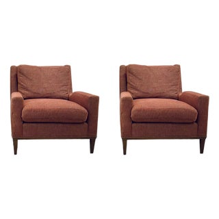 Barbara Barry for Baker Dusty Rose Presidio Lounge Chairs Pair For Sale