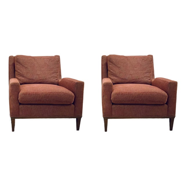 Barbara Barry for Baker Dusty Rose Presidio Lounge Chairs Pair For Sale