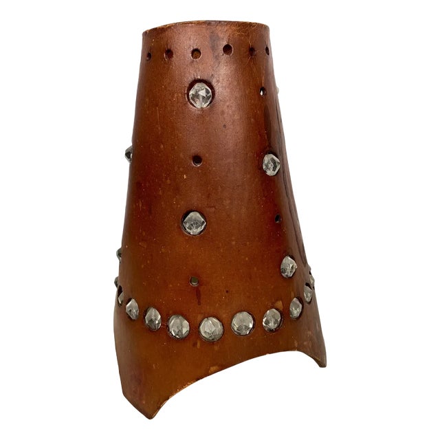 Mid-Century French Thick Leather Table Lamp For Sale