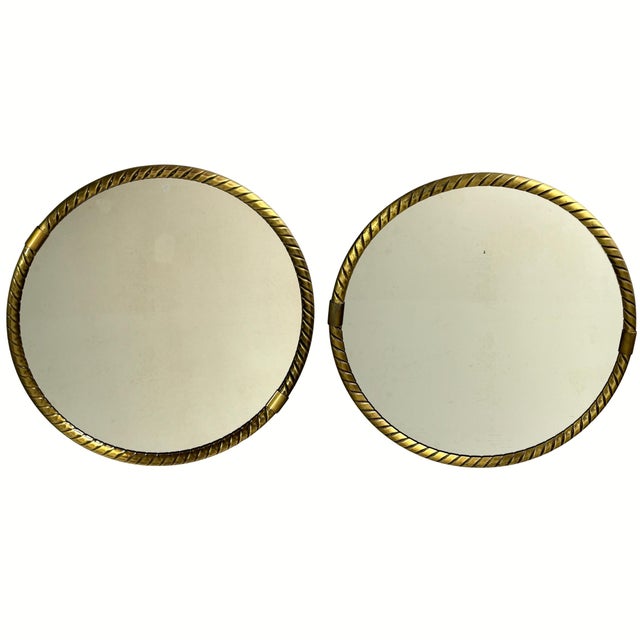 Mid-Century Modern Mid-Century German Brass Rope Mirrors, 1970s, Set of 2 For Sale - Image 3 of 18