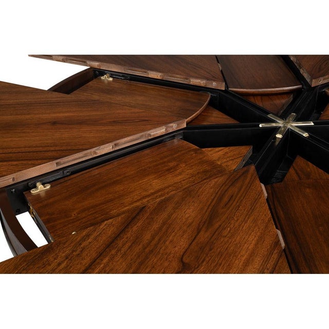 Large Art Deco Round Jupe Dining Table with Stainless Steel Trim For Sale - Image 10 of 11