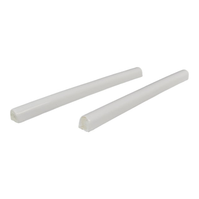 Pair of Vintage European White Ceramic Pencil Wall Tiles For Sale