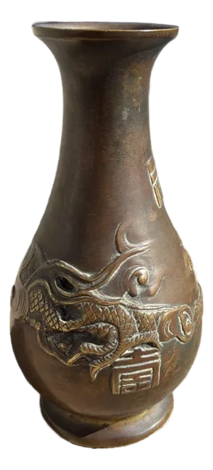 Antique Japanese Bronze Dragon Vase, Meiji–Taishō Period, Signed Base, c.1900