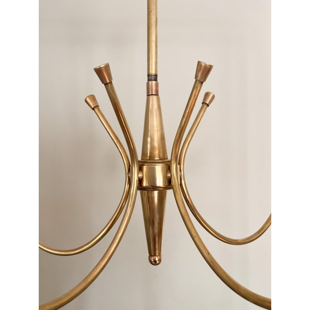 Mid-Century Modern Vintage 5-Arm Sputnik Chandelier in Brass and Multicoloured Ceramic, United Kingdom, 1950s For Sale - Image 3 of 10