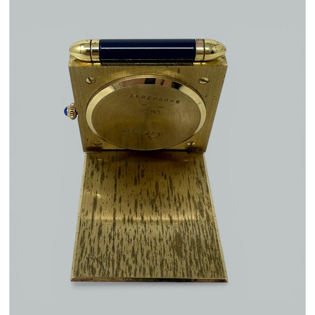 Mid Century Vintage Cartier Paris French Quartz Quadrant Traveling Alarm Clock For Sale - Image 6 of 6