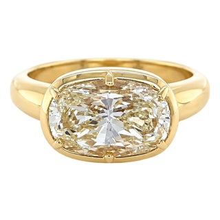 3.65 Carat Elongated Cushion Diamond Engagement Ring, Size 6.5 For Sale