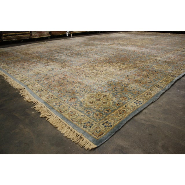Sky Blue Mid 20th Century Vintage Persian Kerman Rug - 13'09 X 23'02 For Sale - Image 8 of 10