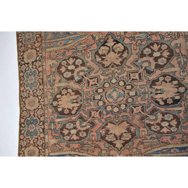 Textile 1920-30's Antique Ferahan Sarouk Island Sky Hues Blues, Corals & Espresso Rug 3.3 X 4.8 For Sale - Image 7 of 11