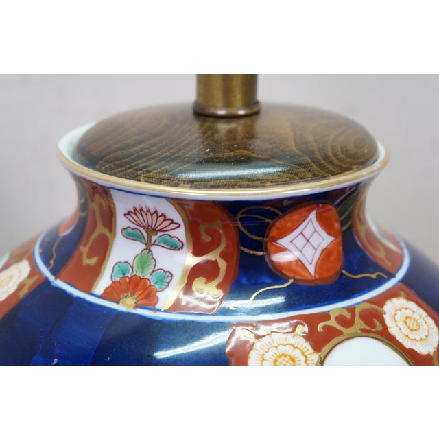 Late 20th Century Frederick Cooper Japanese Imari Porcelain Mantel Vase Urn Table Lamp 34" For Sale - Image 9 of 17