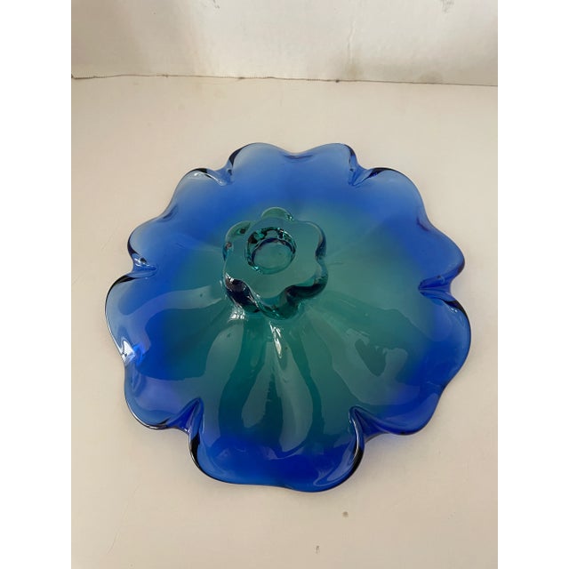 Vintage 1980s Art Glass Pedestal Centerpiece Dish For Sale In Phoenix - Image 6 of 8