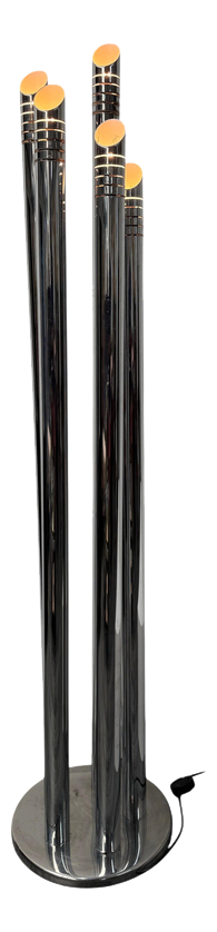 Tubular Chrome 5-Arm Floor Lamp by Gaetano Sciolari, 1965