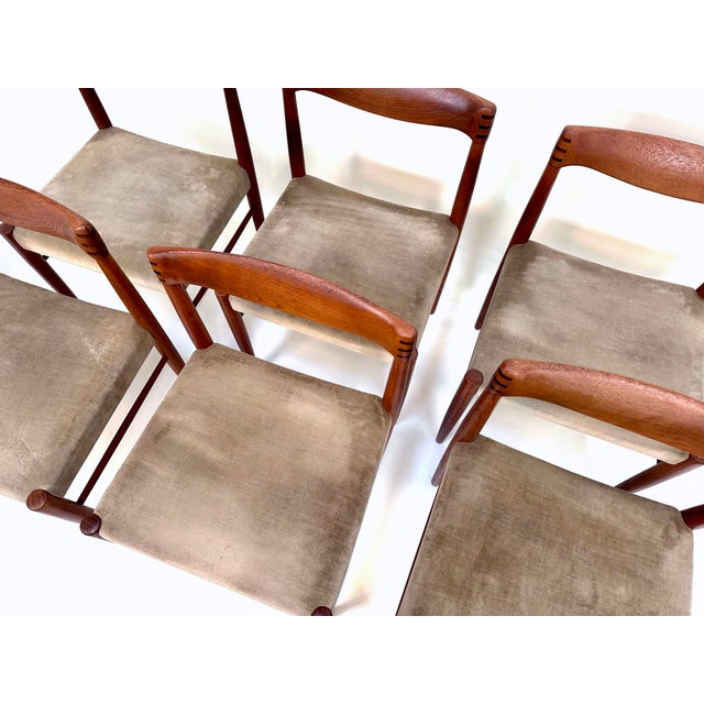 Brown Danish Dining Chairs in Teak with Mohair Velvet Seats by H.W. Klein for Bramin, 1960s, Set of 6 For Sale - Image 8 of 18