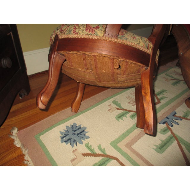 Antique Victorian Ornate Walnut Rose Tapestry Ladies / Slipper Chair For Sale In Columbia, SC - Image 6 of 6