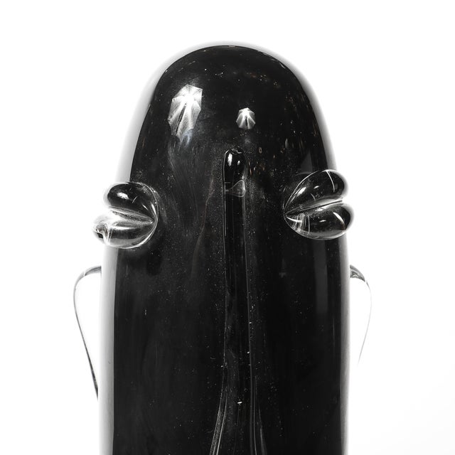 Mid-Century Modern Mid-Century Hand-Blown Murano Black Glass Head Sculpture Signed Sergio Rossi For Sale - Image 3 of 13