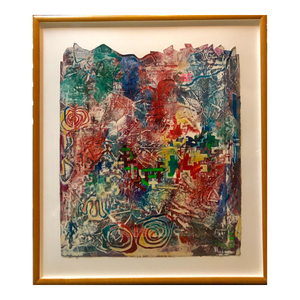 Terence La Noue, Large Abstract Modernist Monterey Series Mixed Media Monotype Colorful Painting, 1984