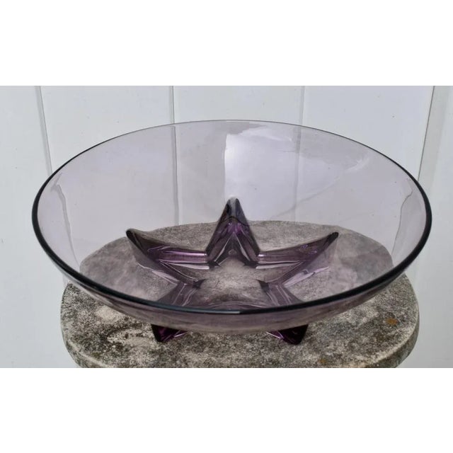 Vintage (1960's) Round Bowl has an Amethyst Color with a Star Design. Made by Heisey. The Measurements: 12"W x 12"D x...
