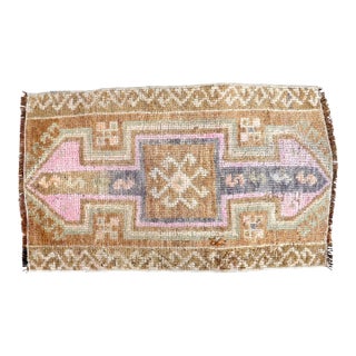 1960s Boho Decor Hand Made Distressed Rug For Sale