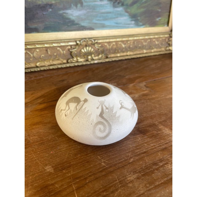 Native American Vintage Hozoni Pottery Native American Indian Ceramic Vase With Kokopelli and Animal Motifs For Sale - Image 3 of 9