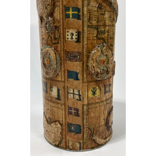 Vintage World Map Raised Relief Umbrella Stand For Sale - Image 9 of 9
