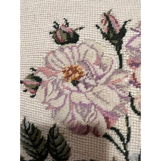 Late 20th Century Vintage Floral Needlepoint Petite Point Pillow For Sale - Image 5 of 9