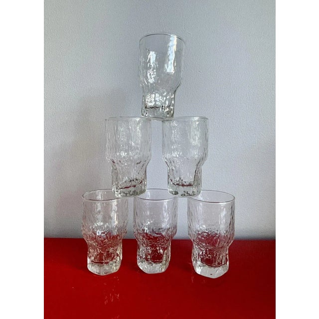 Six (6) Aslak Icicle 4” Juice Glasses designed by Tapio Wirkkala for Iittala Finland. Circa 60d 70s era. Iconic...