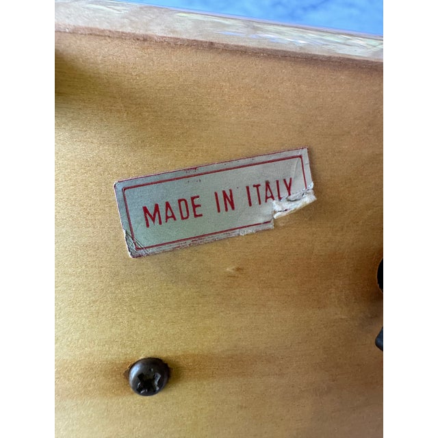 Midcentury Italian Burl Wood & Brass Music Box With Floral Design For Sale - Image 9 of 12