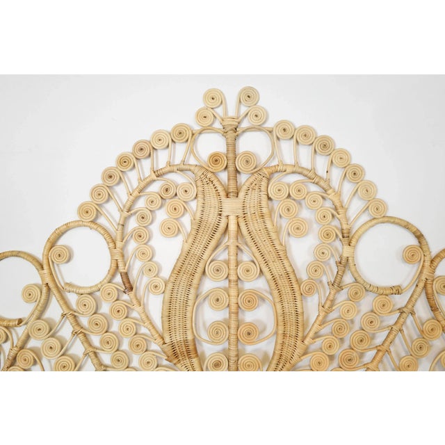 Boho Chic Natural Wicker Palm Headboard Queen For Sale - Image 3 of 5