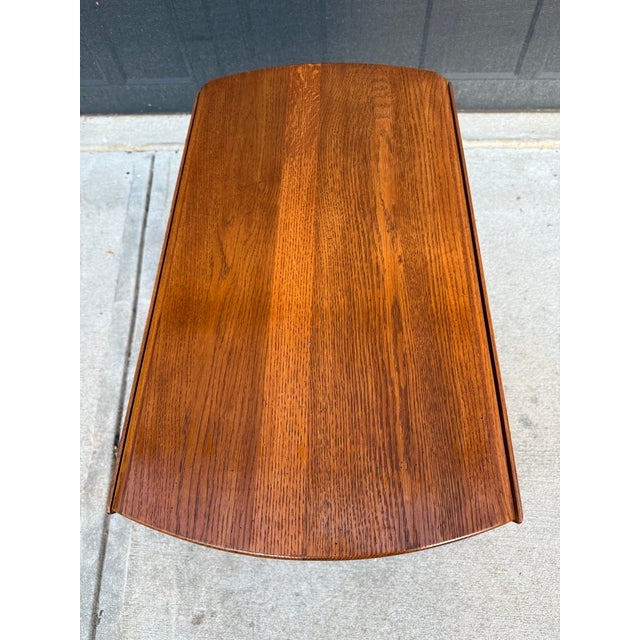 Wood Vintage Pennsylvania House Solid Oak Drop Leaf Side Table With Drawer For Sale - Image 7 of 7