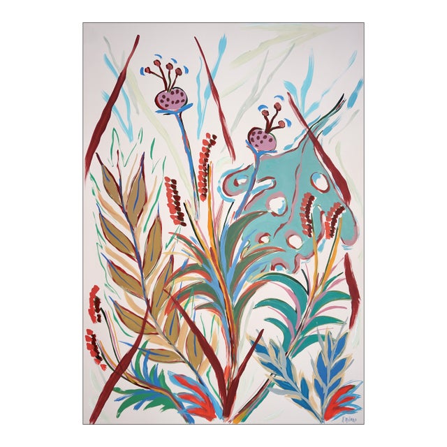 2025, Tropical Garden, Illustration Style Still Life on Watercolor Paper, Acrylic Paint on Watercolor Paper by Romina Milano For Sale