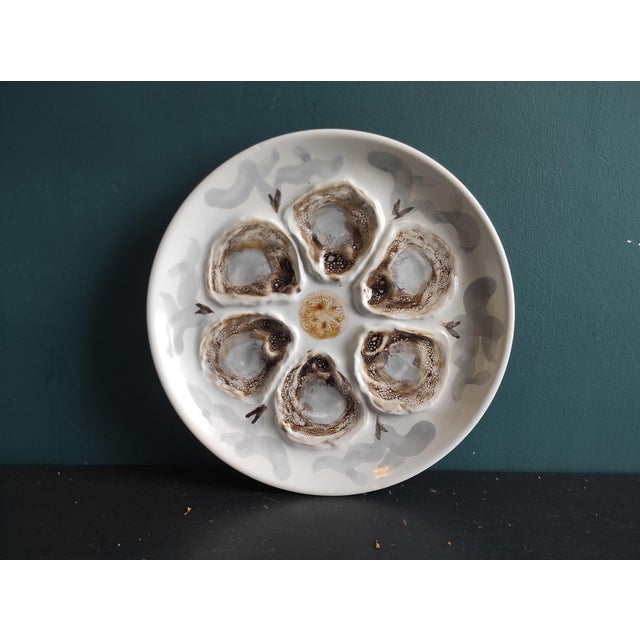 Vintage French Oyster Plate in Faience, Saint Amand, 1970s, in Flawless conditions. Designed 1970 to 1979 This piece has...