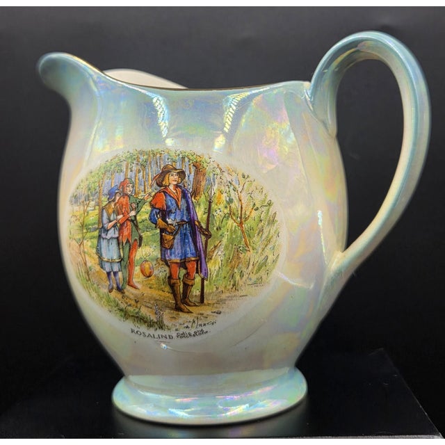Vintage Lusterware Grimwades, England Shakespeare Series Ceramic Earthenware Pitcher For Sale - Image 11 of 15