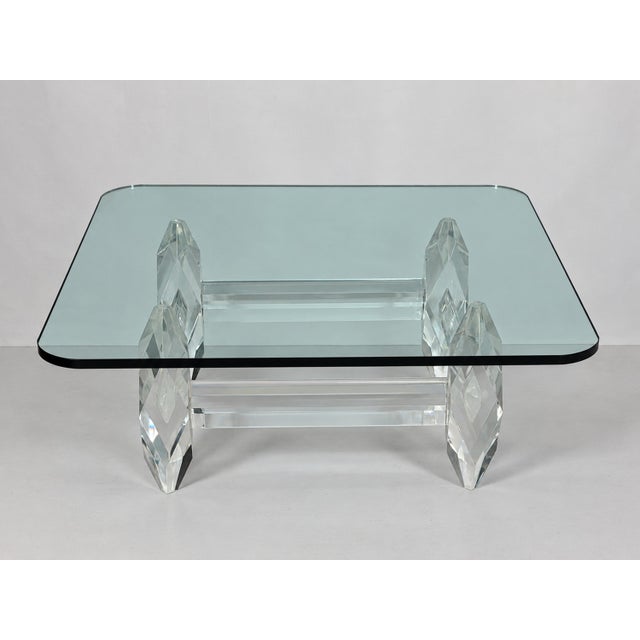 Karl Springer Amparo Calderon Tapia “Diamante” Sculptural Lucite & Glass Coffee Table For Sale - Image 4 of 18
