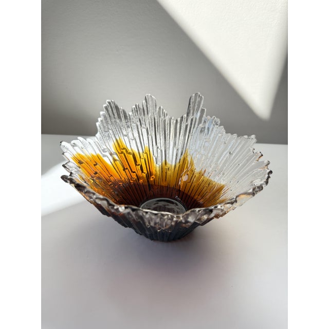 Amber Revontuli Bowl in Ice Glass by Tauno Wirkkala for Humppila, Finland, 1970s For Sale - Image 9 of 18