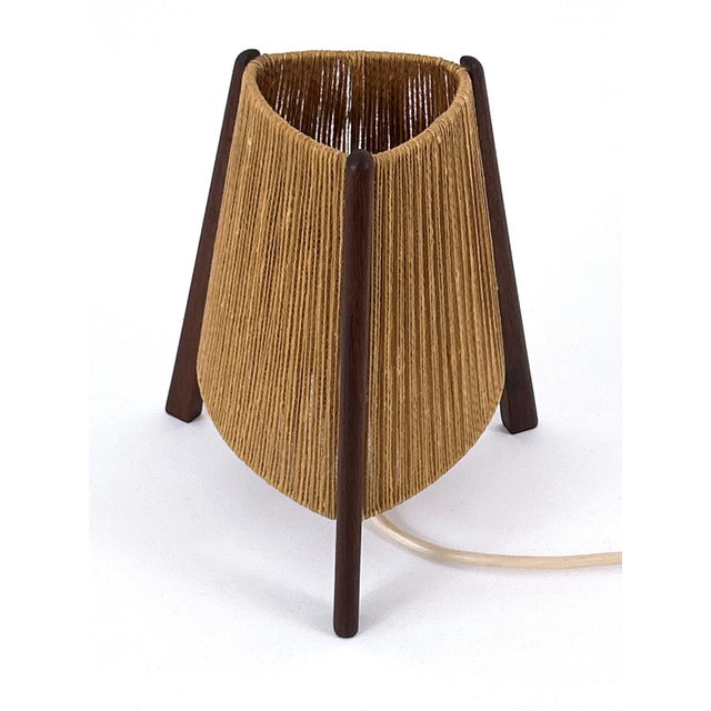 Mid-Century Modern Teak Sisal Bedside Table Lamp, Denmark, 1960s For Sale - Image 10 of 18